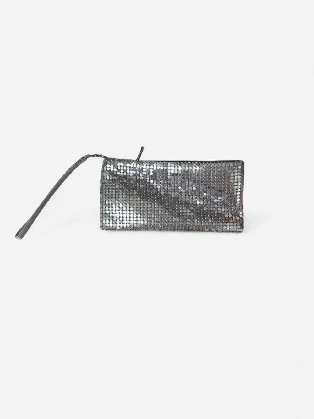Charming Charlie Silver Sequin Wristlet Clutch